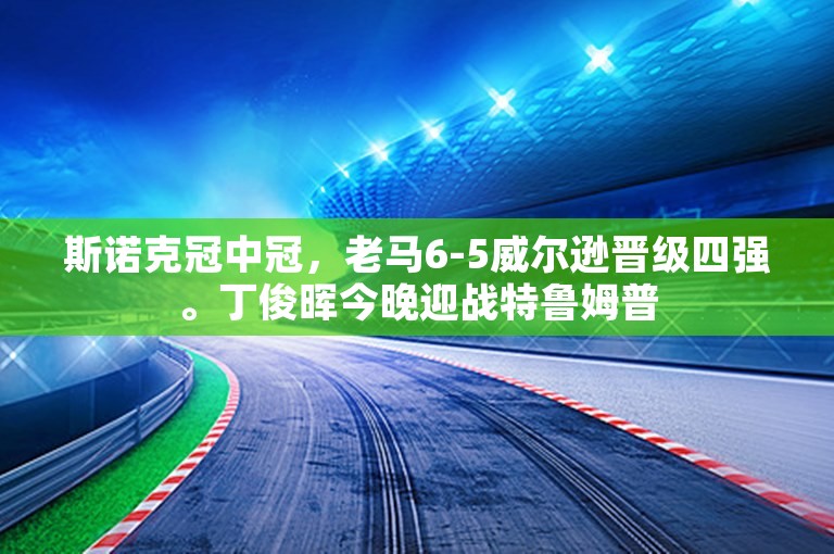 斯诺克冠中冠，老马6-5威尔逊晋级四强。丁俊晖今晚迎战特鲁姆普